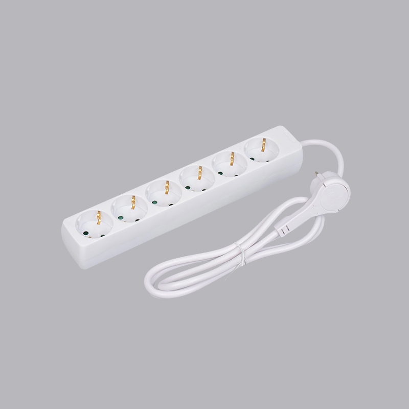 LOB-06L نوار برق 6 طرفه مستطیلی شکل آلمانی با حلقه کشش چند سوکت