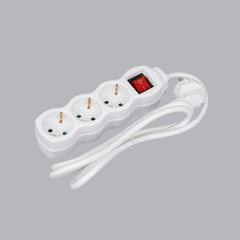 LOG-03K نوار برق سه طرفه کدو شکل آلمانی با سوئیچ چند سوکت