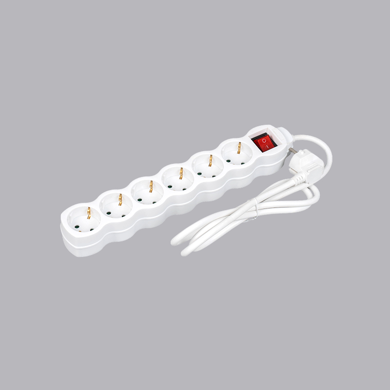 LOG-06K نوار برق 6 طرفه کدو شکل آلمانی با سوئیچ چند سوکت