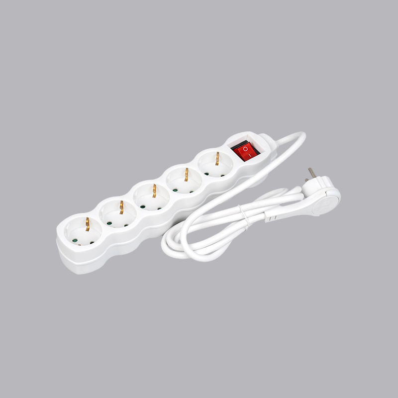 LOG-05KL نوار برق 5 طرفه کدو شکل آلمانی با حلقه کشش و سوئیچ چند سوکت