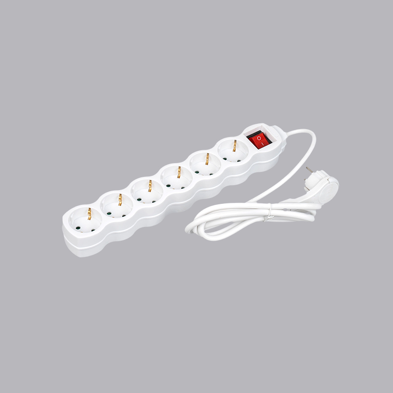 LOG-06KL نوار برق 6 طرفه کدو شکل آلمانی با حلقه کشش و سوئیچ چند سوکت