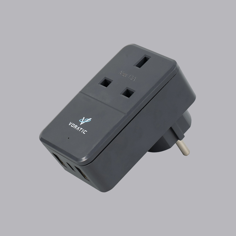 VT-925-DE UK به آلمان، 1 سوکت، 2 پورت USB، 1 آداپتور پورت TypeC