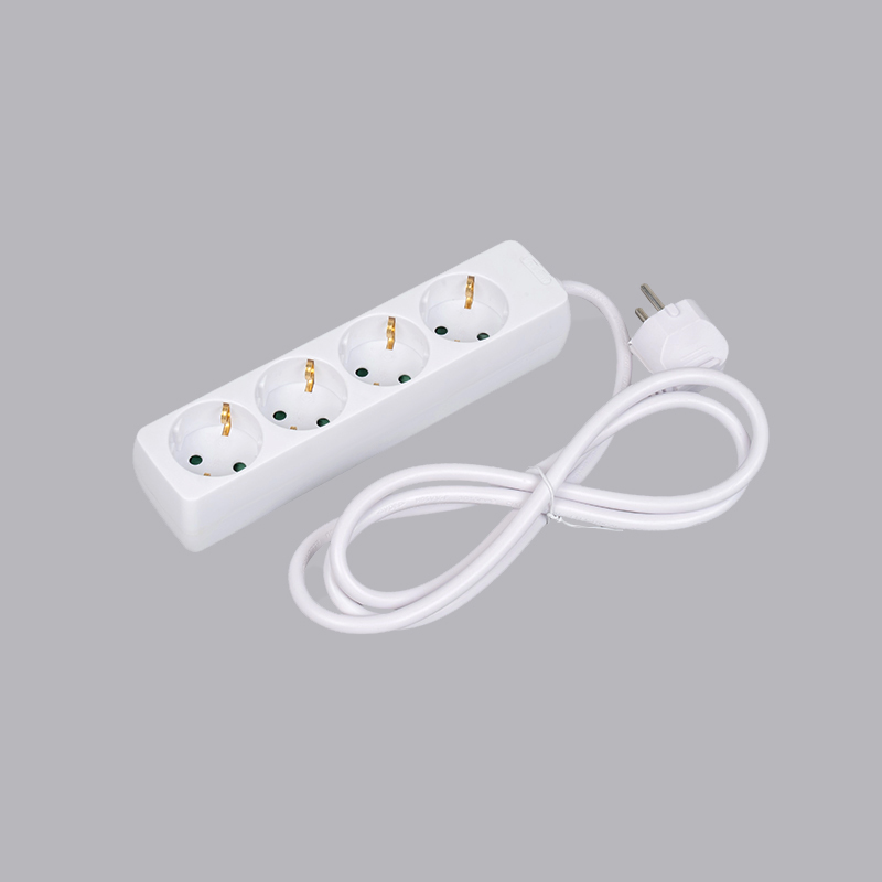 LOB-04 نوع آلمانی مستطیل شکل 4 طرفه پاور نوار برق Multi-Socket