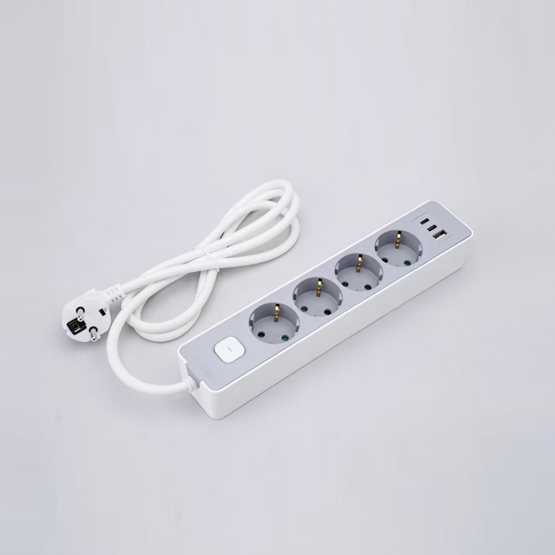 LOB-05K-AC نوع آلمانی 5 پریز برق با سوئیچ، شارژر سریع PD، 1 پورت USB-A و 2 پورت Type-C مولتی سوکت