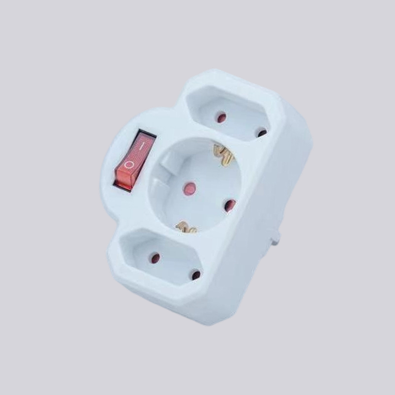 G01-01/2K نوع آلمانی یک دوشاخه گرد دو شاخه تخت دارای آداپتور سوئیچ